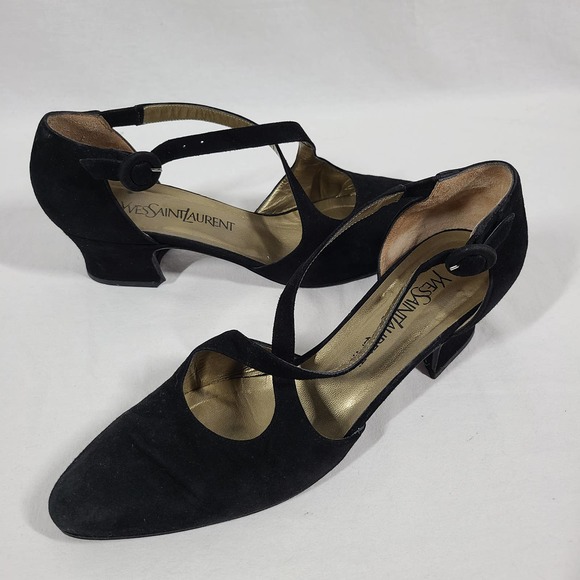 Yves Saint Laurent Dorsay Suede Heel Black 9M - Picture 1 of 13